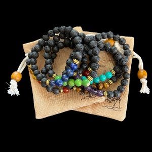 Set of handmade 7 Chakra bracelets 7.25”